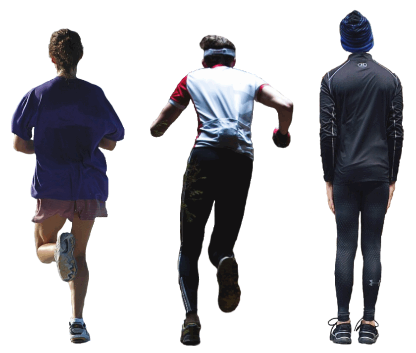 Preventing Common Running Problems...Three People Running Wearing Typical Running Clothes
