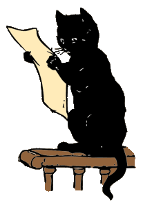Disclosure...Illustration of a Black Cat Reading from a Sheet of Paper