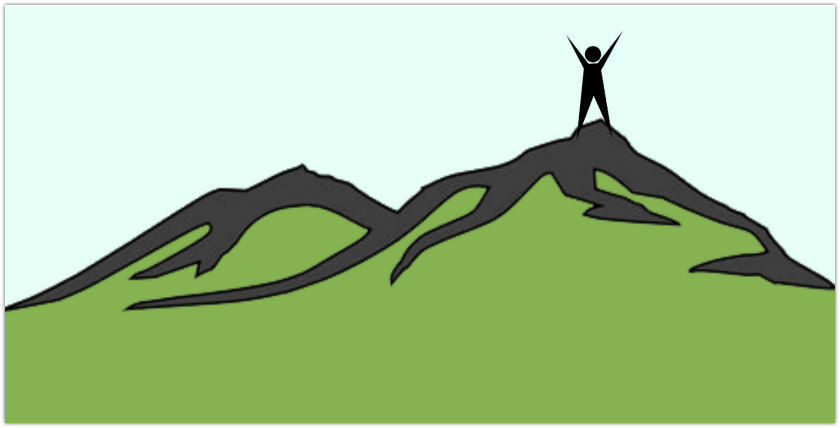 Mission...Illustration of a Mountain with a Person with Raised Arms at the Top