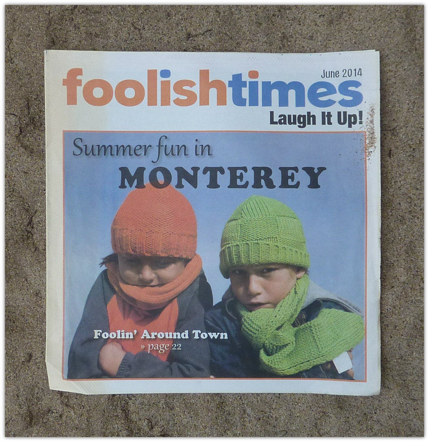 Avoiding Tick Bites...A Copy of a Newspaper Called the Foolish Times Showing Two Children Enjoying a Summer Day in Monterey, California Wearing Scarves and Knit Hats