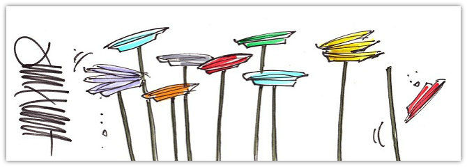 Happy Father's Day...Illustration of Many Multi-Colored Spinning Plates